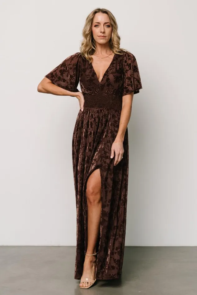 Baltic Born Mother Of The Bride Women Veronica Velvet Maxi Dress Espresso Baltic Born Mother Of The Bride Women Veronica Velvet Maxi Dress Espresso