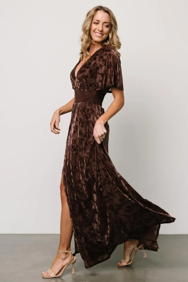 Baltic Born Mother Of The Bride Women Veronica Velvet Maxi Dress Espresso Baltic Born Mother Of The Bride Women Veronica Velvet Maxi Dress Espresso
