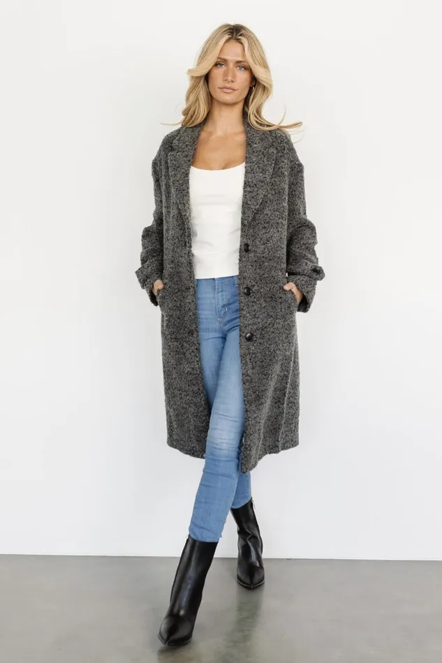 Baltic Born Outerwear Women Burke Boucle Coat Charcoal