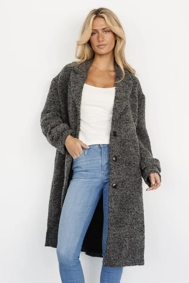 Baltic Born Outerwear Women Burke Boucle Coat Charcoal Baltic Born Outerwear Women Burke Boucle Coat Charcoal