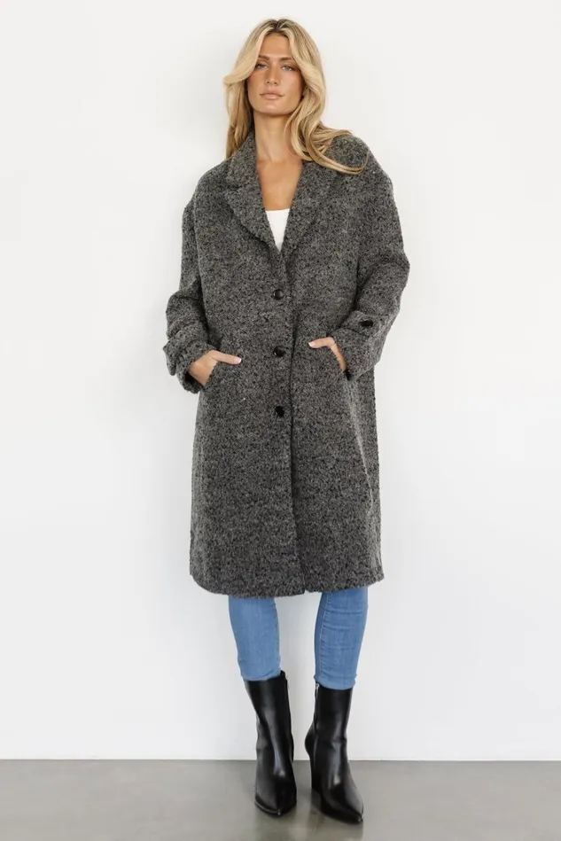 Baltic Born Outerwear Women Burke Boucle Coat Charcoal Baltic Born Outerwear Women Burke Boucle Coat Charcoal