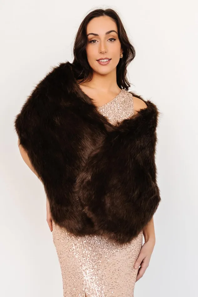 Baltic Born Shawls Women Jovie Faux Fur Shawl Chocolate