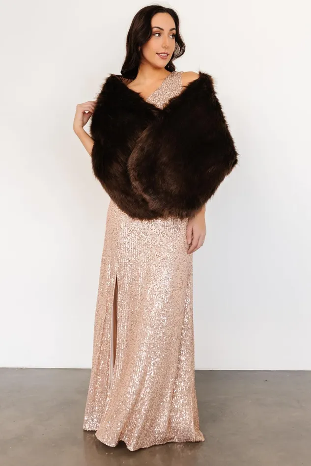 Baltic Born Shawls Women Jovie Faux Fur Shawl Chocolate Baltic Born Shawls Women Jovie Faux Fur Shawl Chocolate