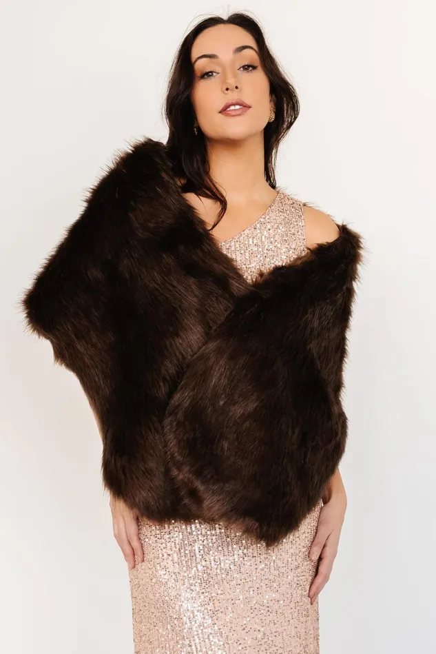Baltic Born Shawls Women Jovie Faux Fur Shawl Chocolate Baltic Born Shawls Women Jovie Faux Fur Shawl Chocolate