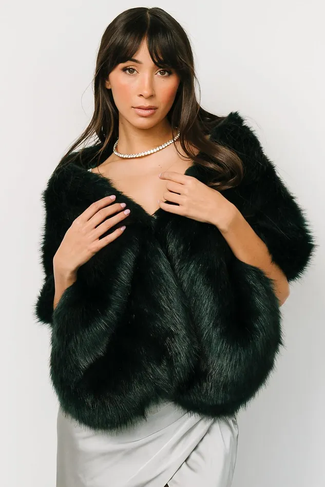 Baltic Born Shawls Women Jovie Faux Fur Shawl Deep Emerald Baltic Born Shawls Women Jovie Faux Fur Shawl Deep Emerald