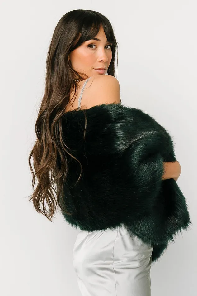Baltic Born Shawls Women Jovie Faux Fur Shawl Deep Emerald Baltic Born Shawls Women Jovie Faux Fur Shawl Deep Emerald