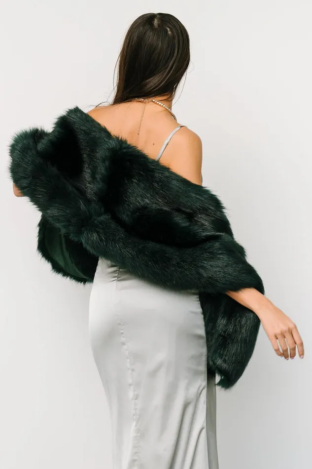 Baltic Born Shawls Women Jovie Faux Fur Shawl Deep Emerald Baltic Born Shawls Women Jovie Faux Fur Shawl Deep Emerald