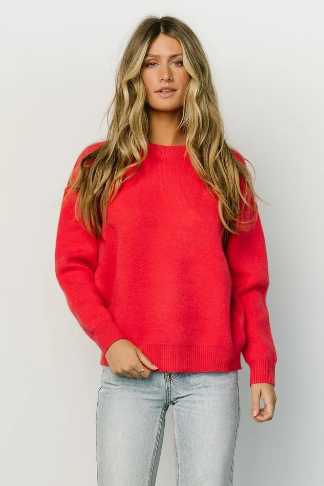 Baltic Born Sweaters Women Tyson Knit Sweater Cherry Red