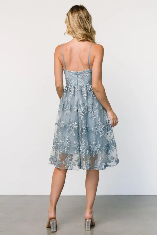 Baltic Born Tulle Styles Women Dante Applique Midi Dress Slate Blue Baltic Born Tulle Styles Women Dante Applique Midi Dress Slate Blue