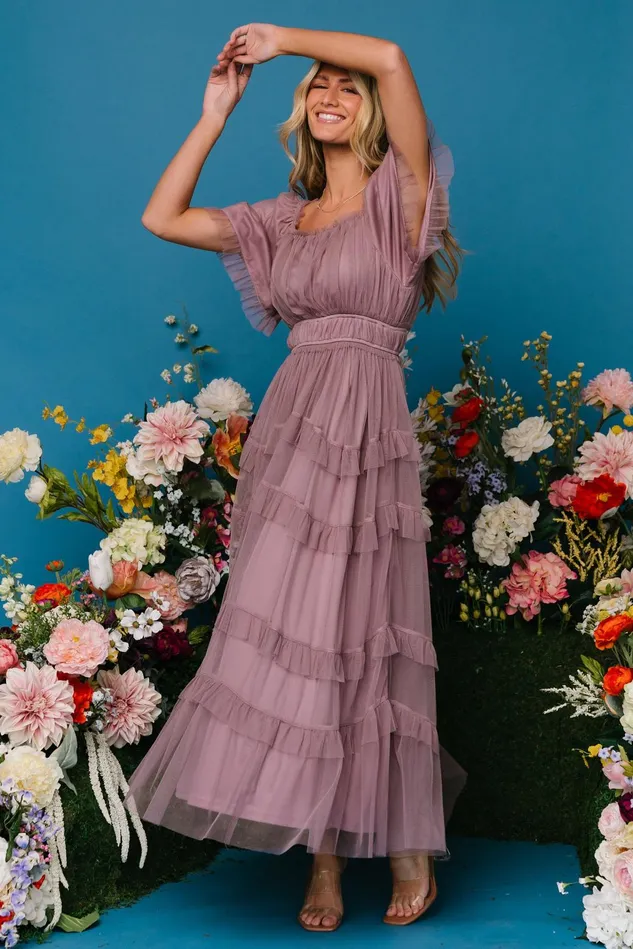 Baltic Born Tulle Styles Women Magdalena Tulle Maxi Dress Dusty Orchid