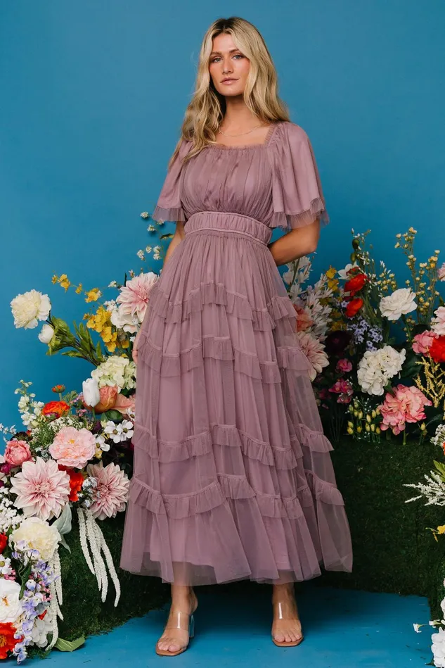 Baltic Born Tulle Styles Women Magdalena Tulle Maxi Dress Dusty Orchid