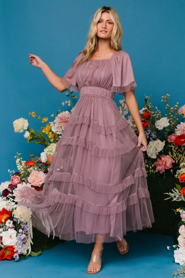 Baltic Born Tulle Styles Women Magdalena Tulle Maxi Dress Dusty Orchid