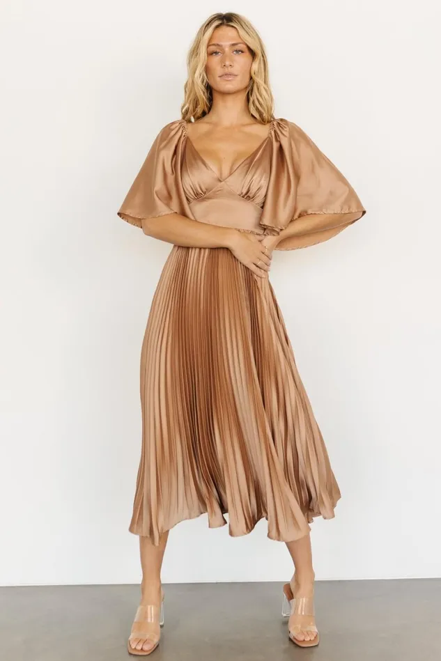 Baltic Born Wedding Guest Women Aubree Pleated Dress Champagne Baltic Born Wedding Guest Women Aubree Pleated Dress Champagne