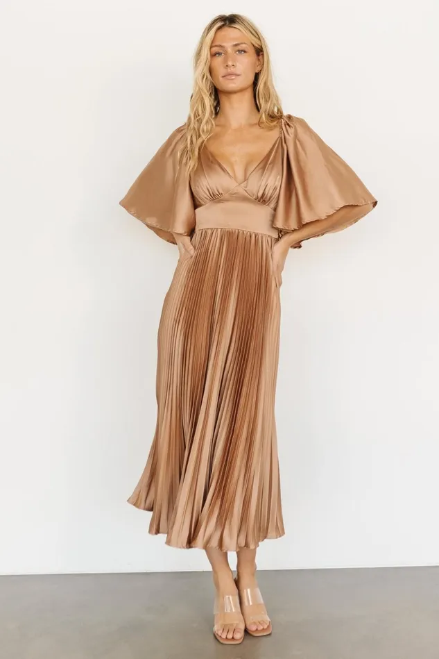 Baltic Born Wedding Guest Women Aubree Pleated Dress Champagne Baltic Born Wedding Guest Women Aubree Pleated Dress Champagne