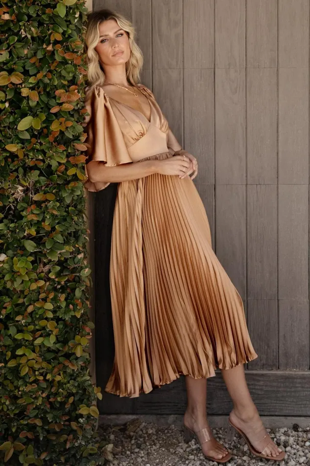 Baltic Born Wedding Guest Women Aubree Pleated Dress Champagne Baltic Born Wedding Guest Women Aubree Pleated Dress Champagne