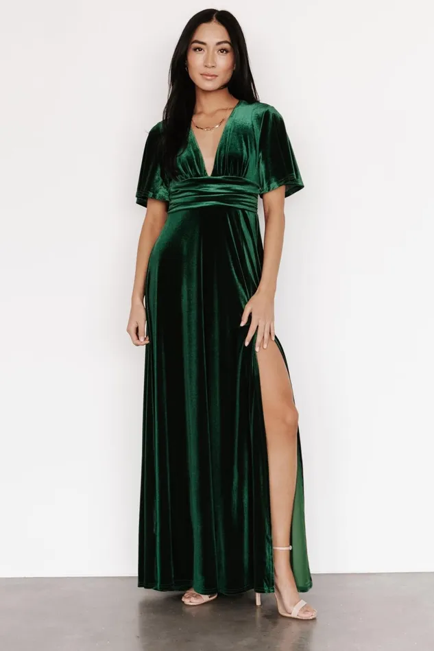Baltic Born Wedding Guest Women Berenice Velvet Maxi Dress Emerald Baltic Born Wedding Guest Women Berenice Velvet Maxi Dress Emerald