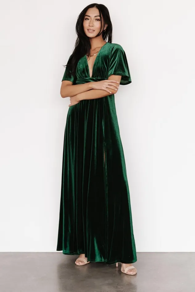 Baltic Born Wedding Guest Women Berenice Velvet Maxi Dress Emerald Baltic Born Wedding Guest Women Berenice Velvet Maxi Dress Emerald