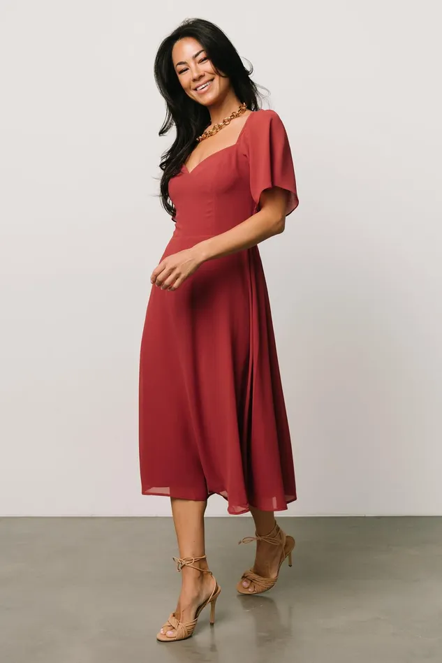 Baltic Born Wedding Guest Women Colette Sweetheart Midi Dress Terracotta Baltic Born Wedding Guest Women Colette Sweetheart Midi Dress Terracotta