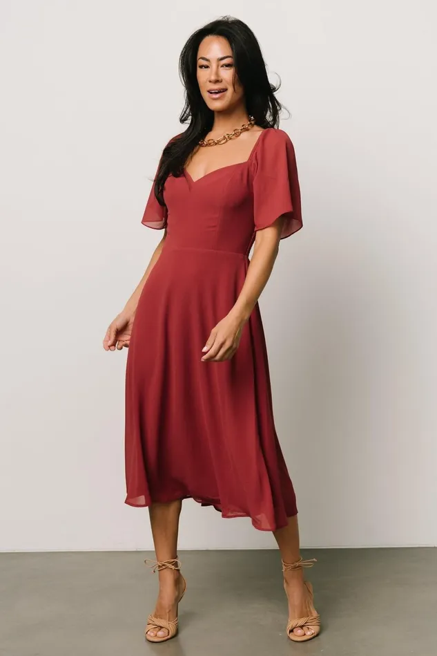 Baltic Born Wedding Guest Women Colette Sweetheart Midi Dress Terracotta Baltic Born Wedding Guest Women Colette Sweetheart Midi Dress Terracotta