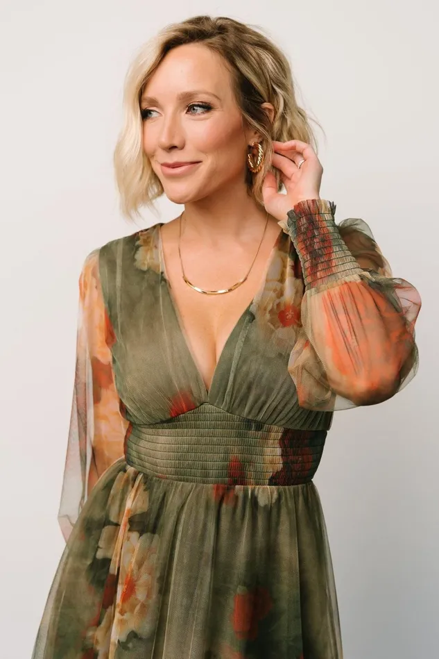 Baltic Born Wedding Guest Women Layla Tulle Maxi Dress Olive Rust