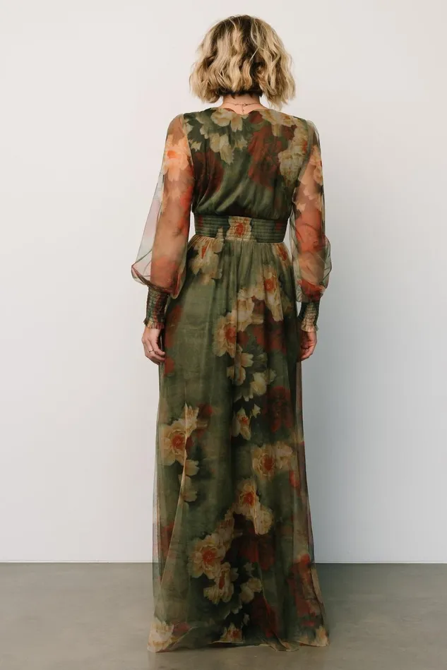 Baltic Born Wedding Guest Women Layla Tulle Maxi Dress Olive Rust