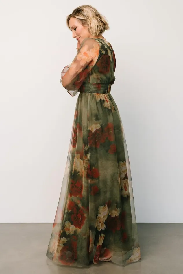 Baltic Born Wedding Guest Women Layla Tulle Maxi Dress Olive Rust