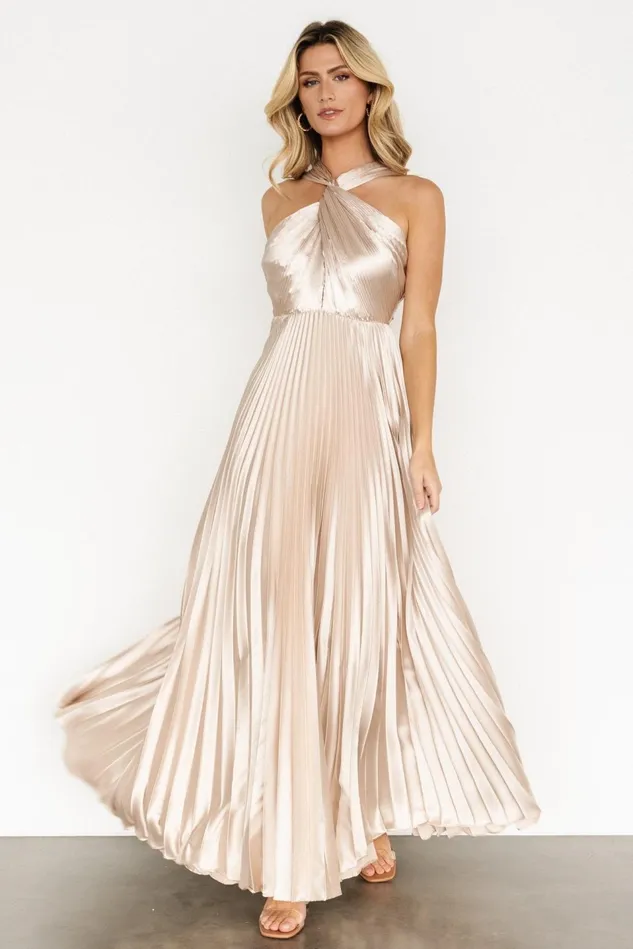Baltic Born Wedding Guest Women Sandra Pleated Maxi Dress Champagne Baltic Born Wedding Guest Women Sandra Pleated Maxi Dress Champagne
