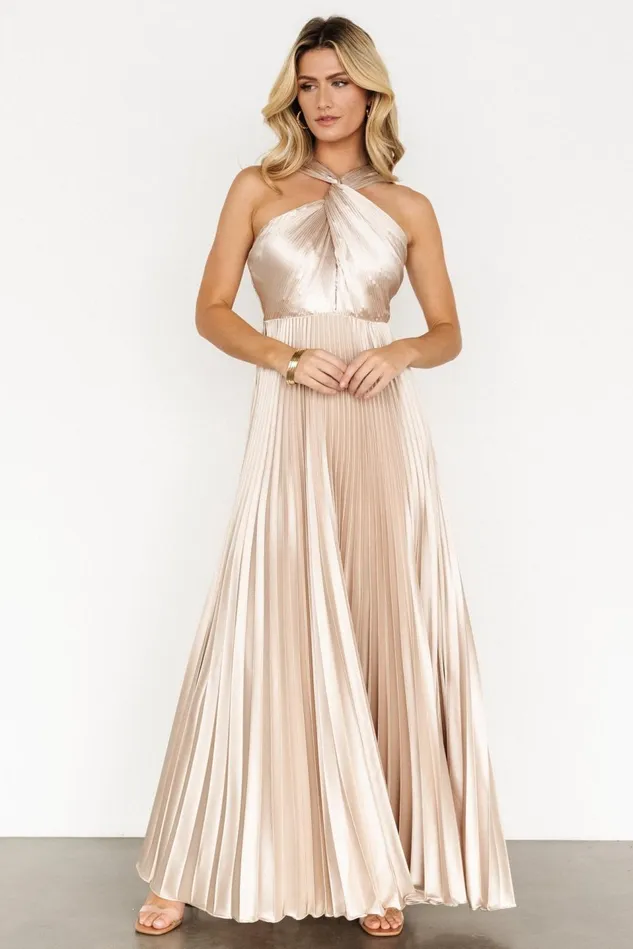 Baltic Born Wedding Guest Women Sandra Pleated Maxi Dress Champagne Baltic Born Wedding Guest Women Sandra Pleated Maxi Dress Champagne