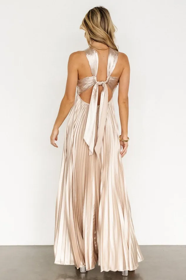 Baltic Born Wedding Guest Women Sandra Pleated Maxi Dress Champagne Baltic Born Wedding Guest Women Sandra Pleated Maxi Dress Champagne