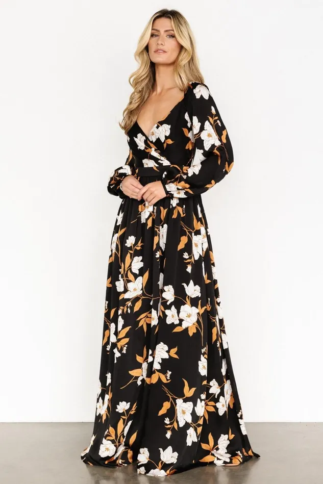 Baltic Born Wedding Guest Women Tristan Maxi Dress Black Floral Baltic Born Wedding Guest Women Tristan Maxi Dress Black Floral