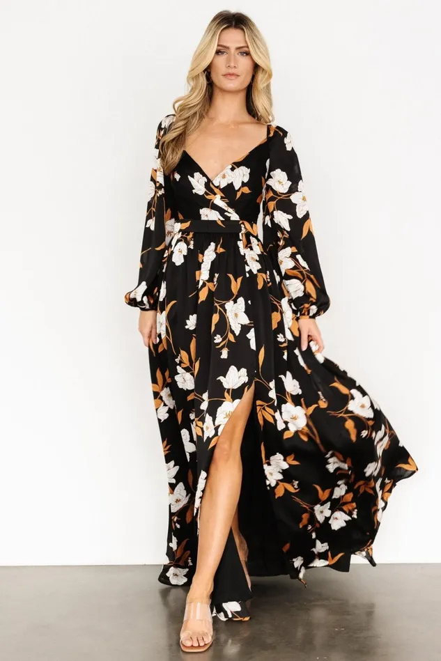 Baltic Born Wedding Guest Women Tristan Maxi Dress Black Floral Baltic Born Wedding Guest Women Tristan Maxi Dress Black Floral