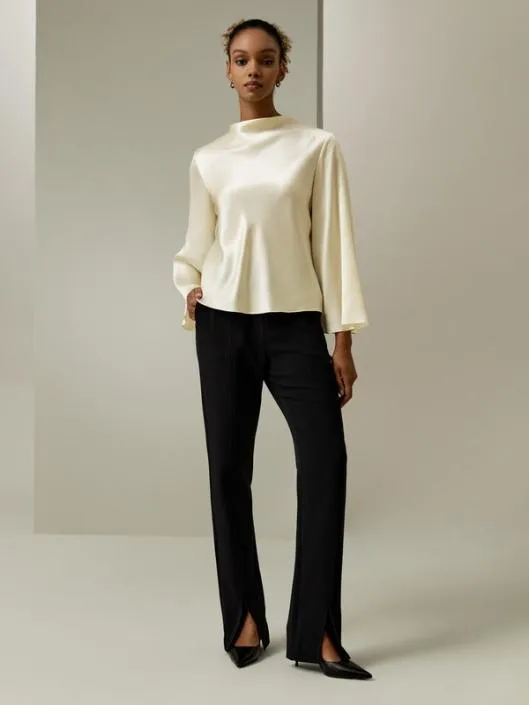 Bell Sleeves Minimalist Silk Top Women Blouses Lilysilk Shirts