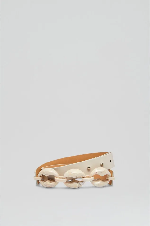 Belts Women Scanlan Theodore RESIN CHUNKY TRIM BELT 25 Oyster Belts Women Scanlan Theodore RESIN CHUNKY TRIM BELT 25 Oyster