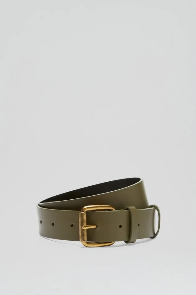 Belts Women Scanlan Theodore ROLLER BUCKLE BELT 3 Army Belts Women Scanlan Theodore ROLLER BUCKLE BELT 3 Army