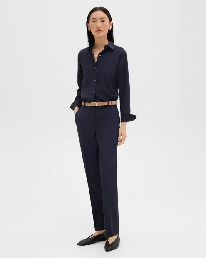 Belts Women Theory Classic Oblong Belt In Leather New Camel Belts Women Theory Classic Oblong Belt In Leather New Camel