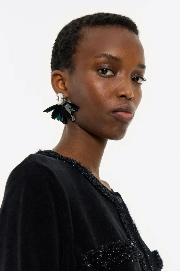 Black Crystal And Sequin Earrings Black Women Bimba Y Lola Earrings Black Crystal And Sequin Earrings Black Women Bimba Y Lola Earrings