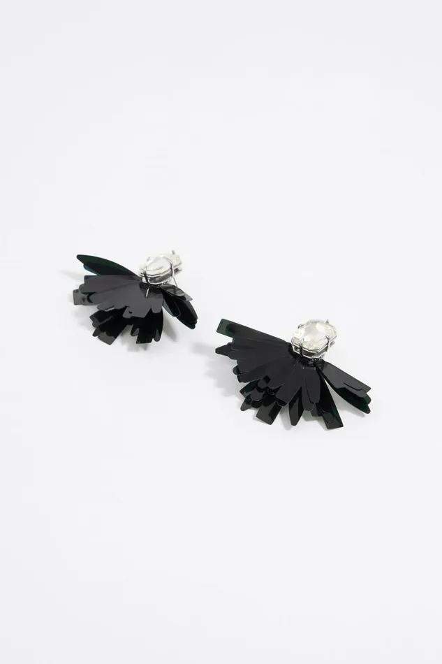 Black Crystal And Sequin Earrings Black Women Bimba Y Lola Earrings Black Crystal And Sequin Earrings Black Women Bimba Y Lola Earrings
