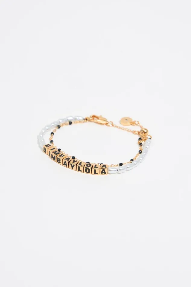 Black Dice Logo Bracelet Black Women Bimba Y Lola Bracelets