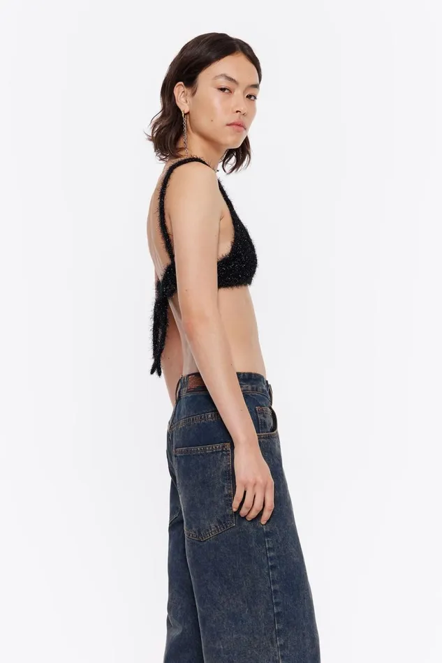 Black Knit Bra Top Black Women Bimba Y Lola Knitwear Black Knit Bra Top Black Women Bimba Y Lola Knitwear