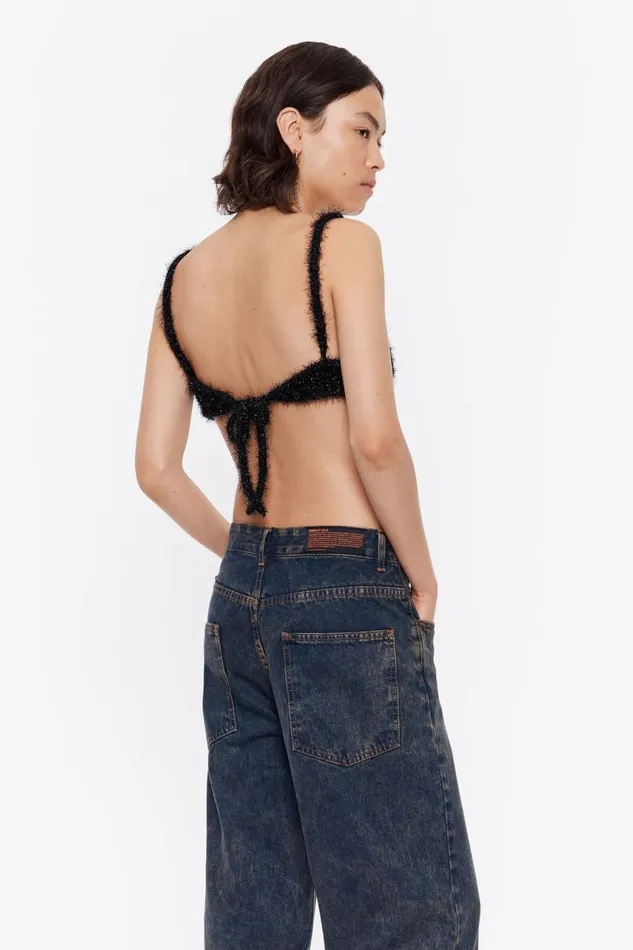 Black Knit Bra Top Black Women Bimba Y Lola Knitwear Black Knit Bra Top Black Women Bimba Y Lola Knitwear