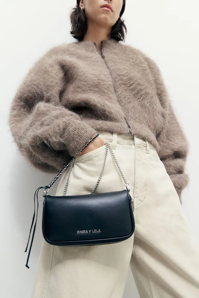 Black Leather Mini Crossbody Bag Black Women Bimba Y Lola Crossbody Bags