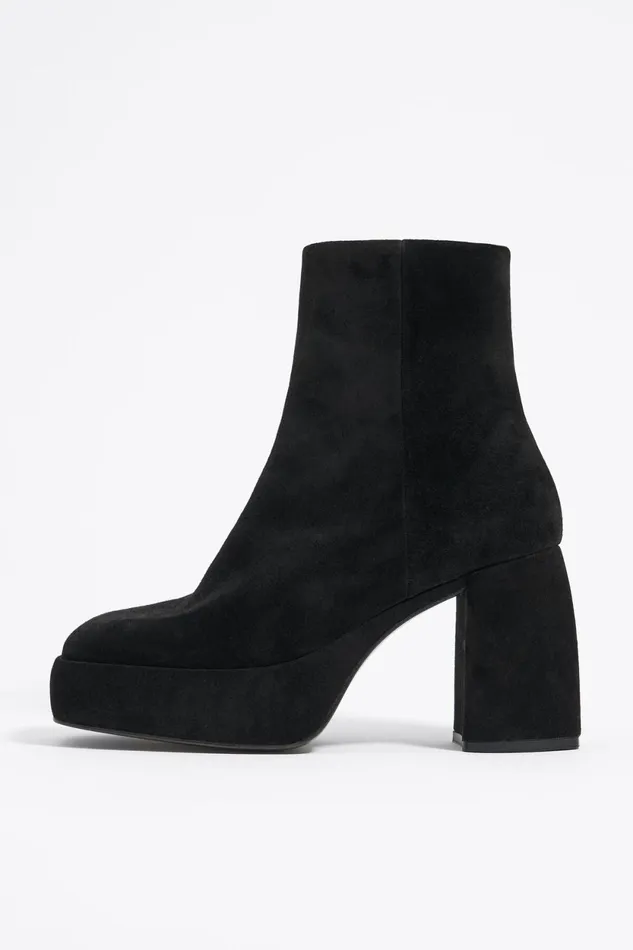 Black Split Leather Ankle Boot Heel Black Women Bimba Y Lola Ankle Boots And Boots