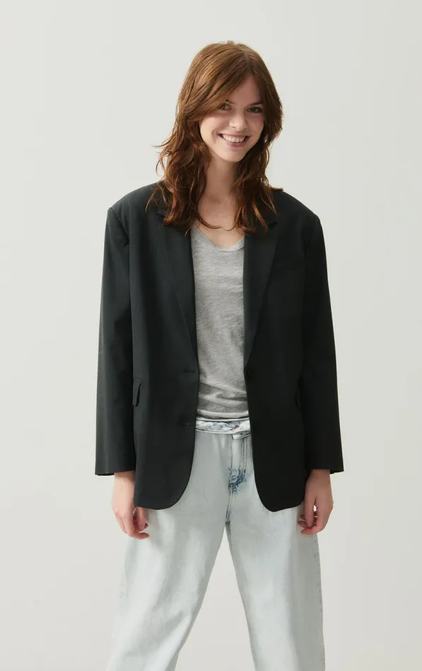 Blazer Kabird Melange Charcoal Women American Vintage Jackets and Blazers