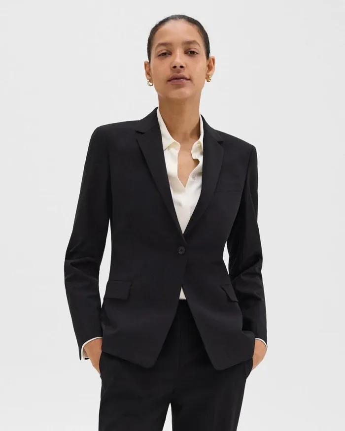 Blazers Jackets Women Theory Slim Blazer In Good Wool Black