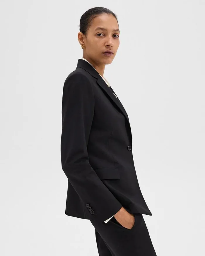Blazers Jackets Women Theory Slim Blazer In Good Wool Black
