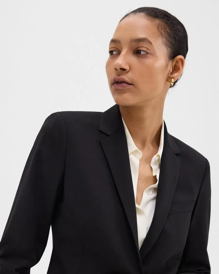 Blazers Jackets Women Theory Slim Blazer In Good Wool Black