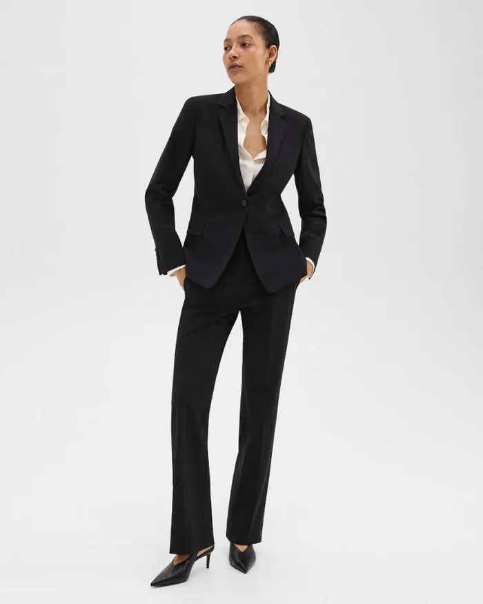 Blazers Jackets Women Theory Slim Blazer In Good Wool Black