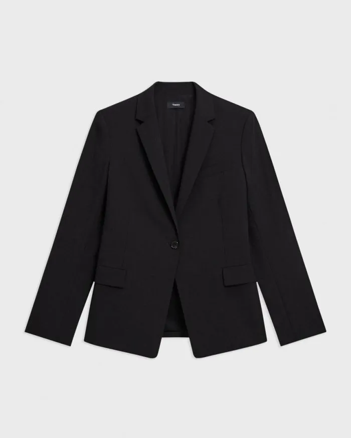 Blazers Jackets Women Theory Slim Blazer In Good Wool Black