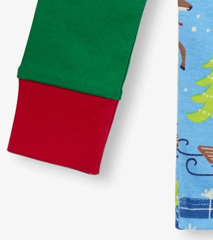 Blue Christmas Raglan Kids Organic Cotton Pajama Set Hatley