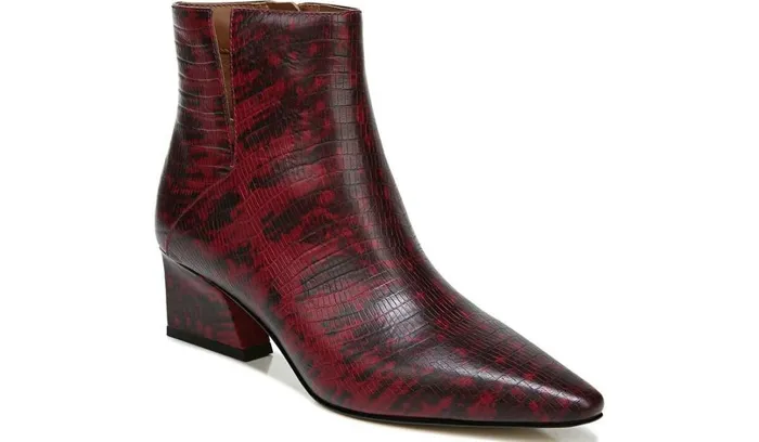 Booties Women Franco Sarto Franco Sandria Block Heel Bootie Wine Snake Print Leather